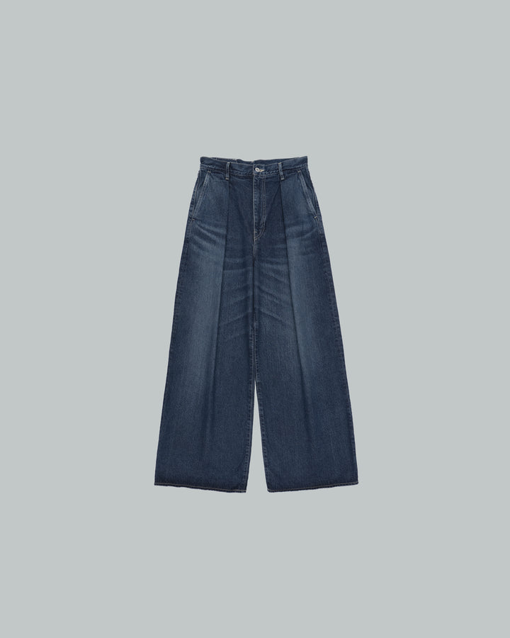 Recycled Cotton Denim Two Tuck Wide Pants