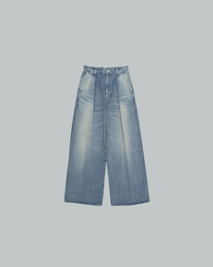 Recycled Cotton Denim Two Tuck Wide Pants