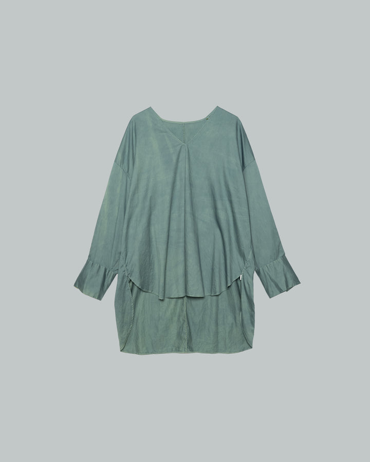 Silicon Poplin Long Cuff Blouse