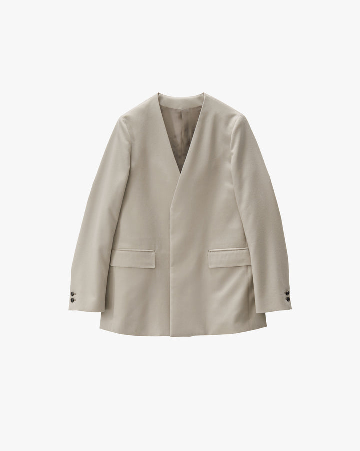 Scale Off Flannel Collarless Long Jacket