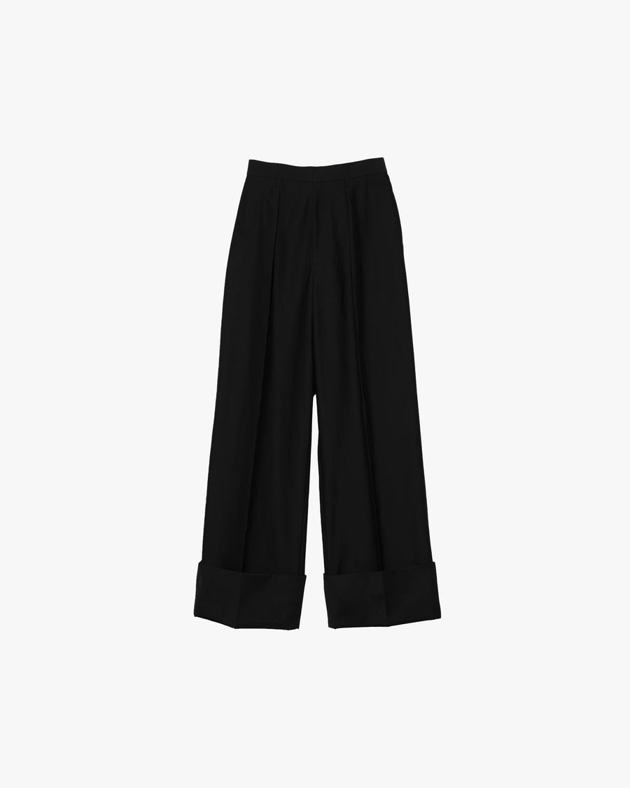 Cotton Cupro Back Satin Wide Trousers