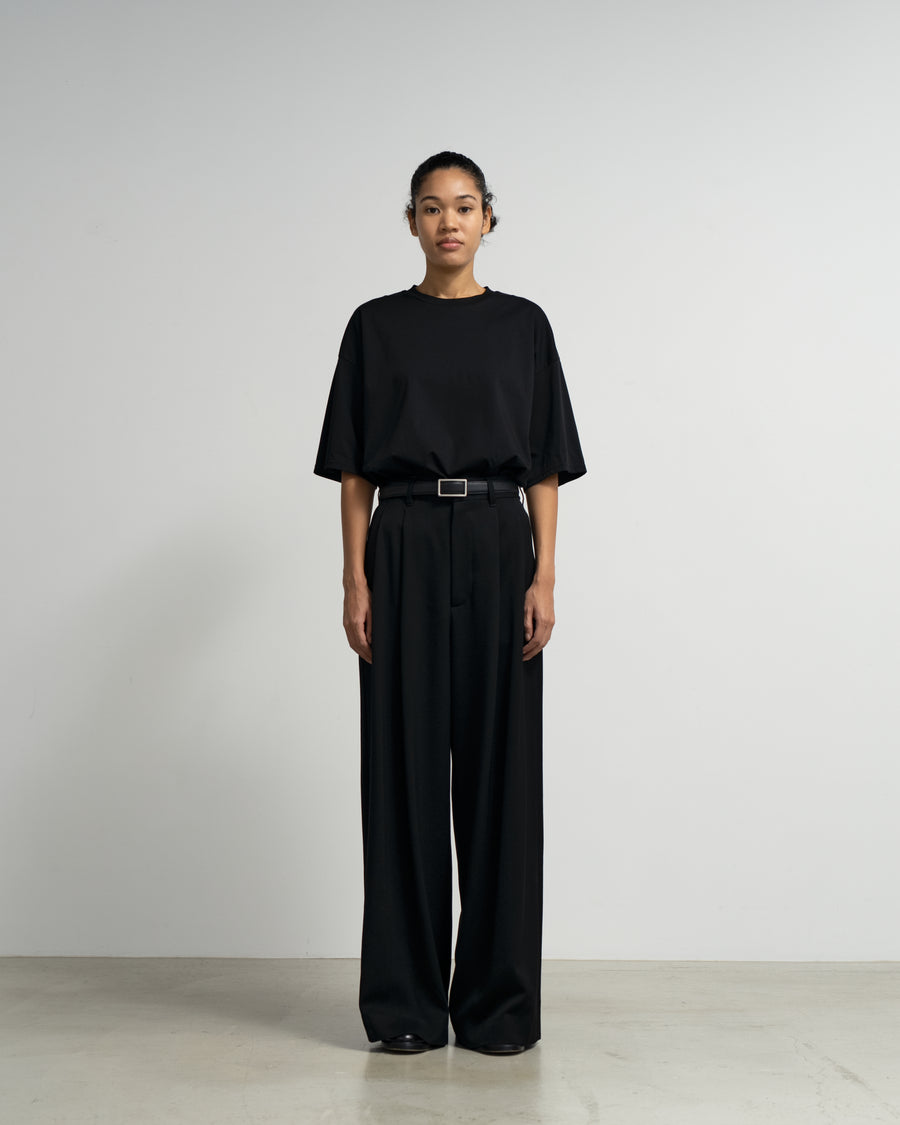 Wool Doeskin Two Tuck Wide Pants