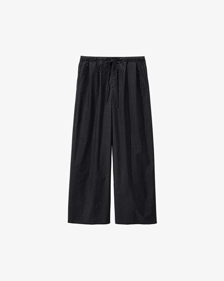 Fine Heather Wool Drawstring Wide Pants