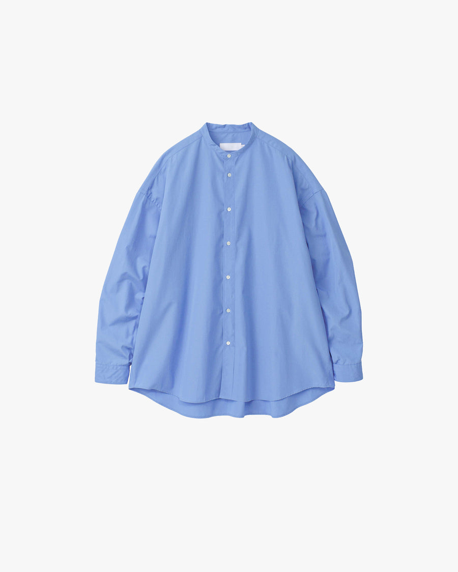 High Count Broad L/S Oversized Band Collar Shirt