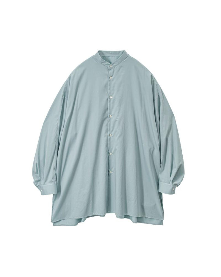 Silicon Poplin Deep Slit Band Collar Shirt