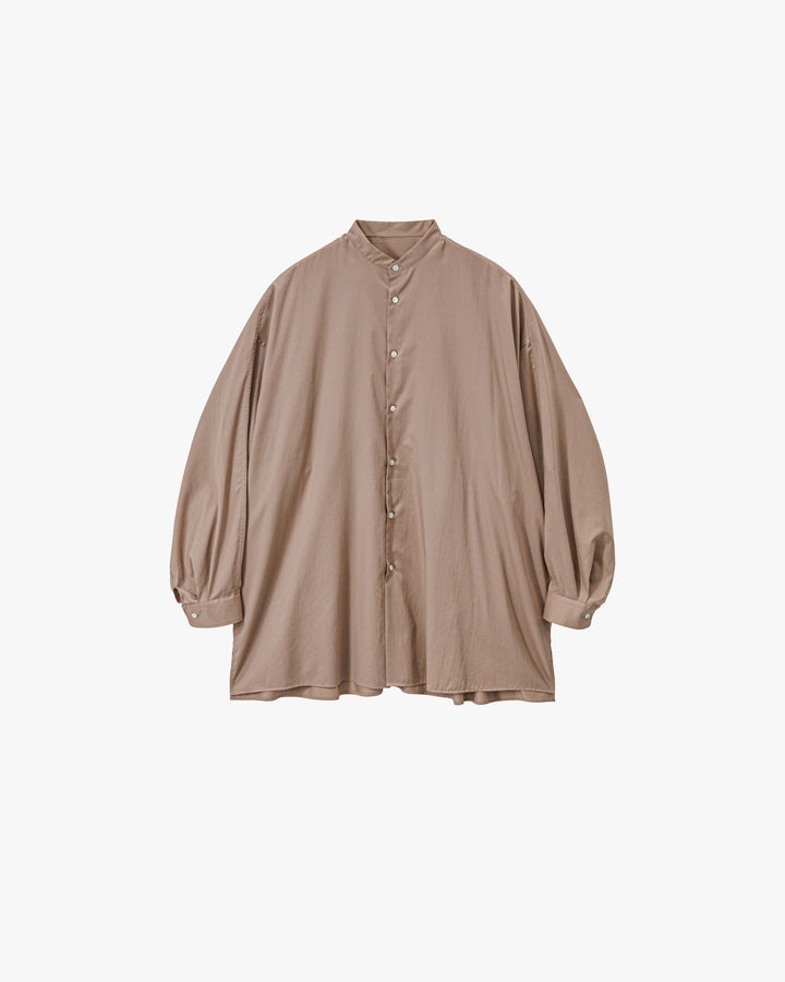 Silicon Poplin Deep Slit Band Collar Shirt