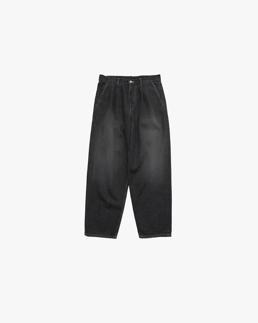 Gray Tone Cone Denim Two Tuck Tapered Pants -DARK FADE-