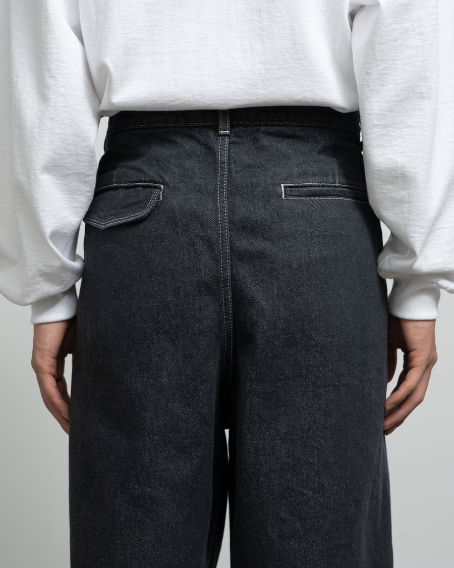 Gray Tone Cone Denim Two Tuck Tapered Pants -WASHED-