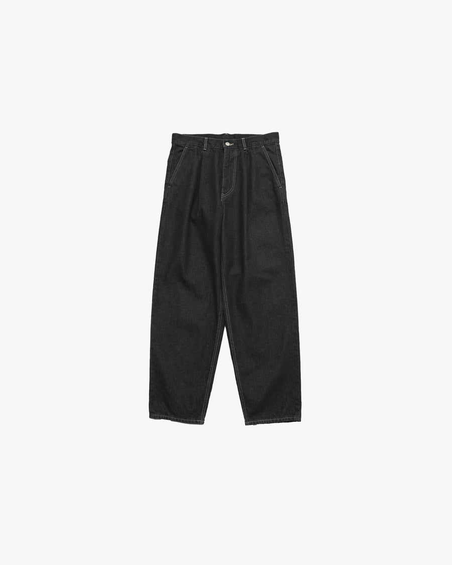 Gray Tone Cone Denim Two Tuck Tapered Pants -WASHED-