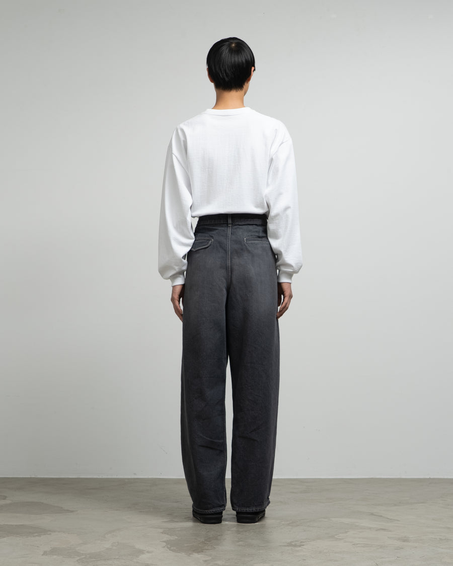 Gray Tone Cone Denim Two Tuck Pants -DARK FADE-