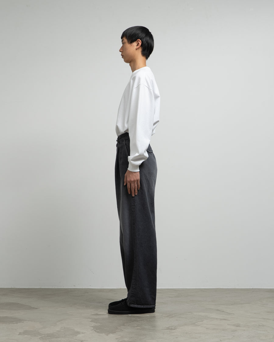 Gray Tone Cone Denim Two Tuck Pants -DARK FADE-