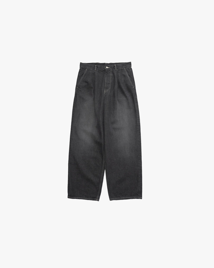 Gray Tone Cone Denim Two Tuck Pants -DARK FADE-