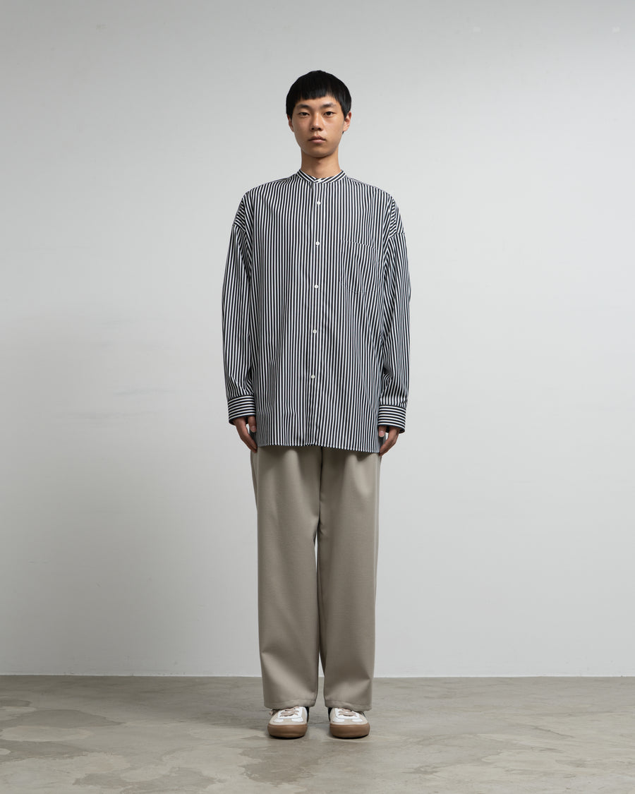 High Count Band Collar Round Cut Oversized Shirt