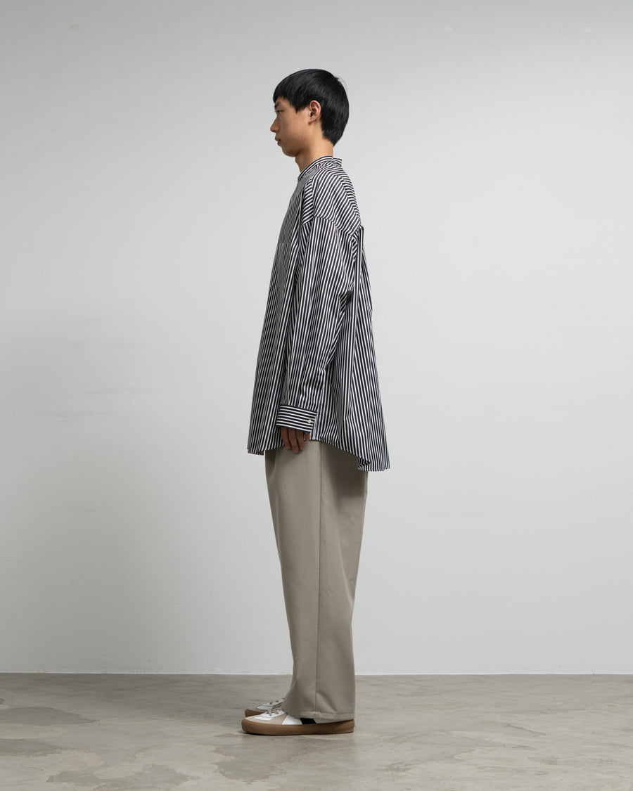 High Count Band Collar Round Cut Oversized Shirt