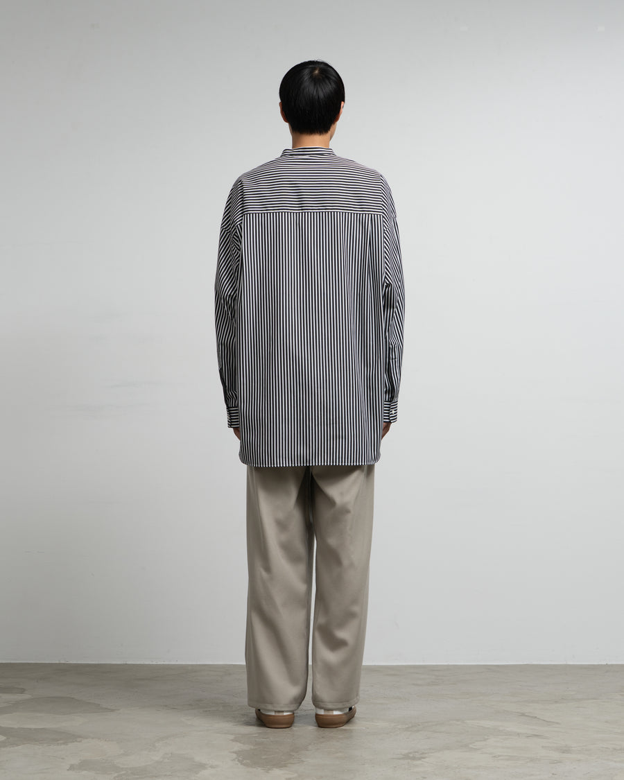 High Count Band Collar Round Cut Oversized Shirt