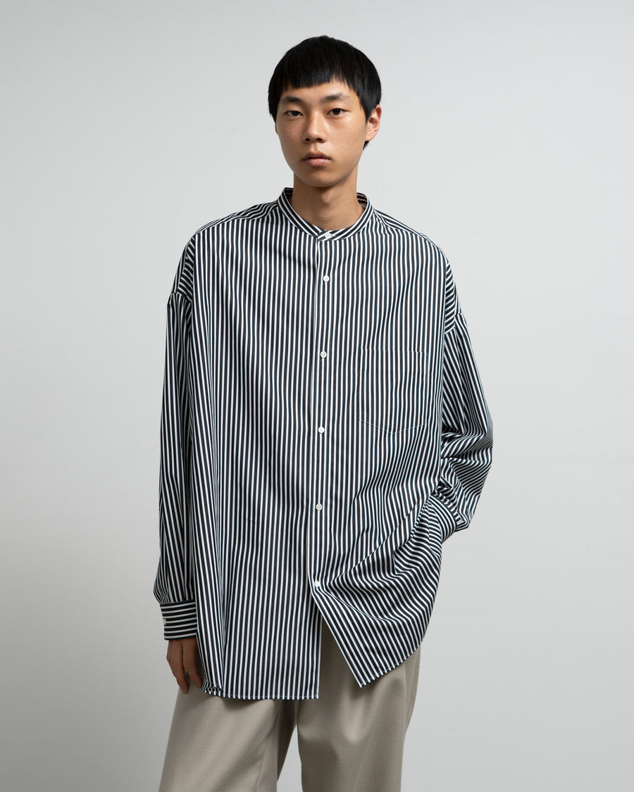 High Count Band Collar Round Cut Oversized Shirt