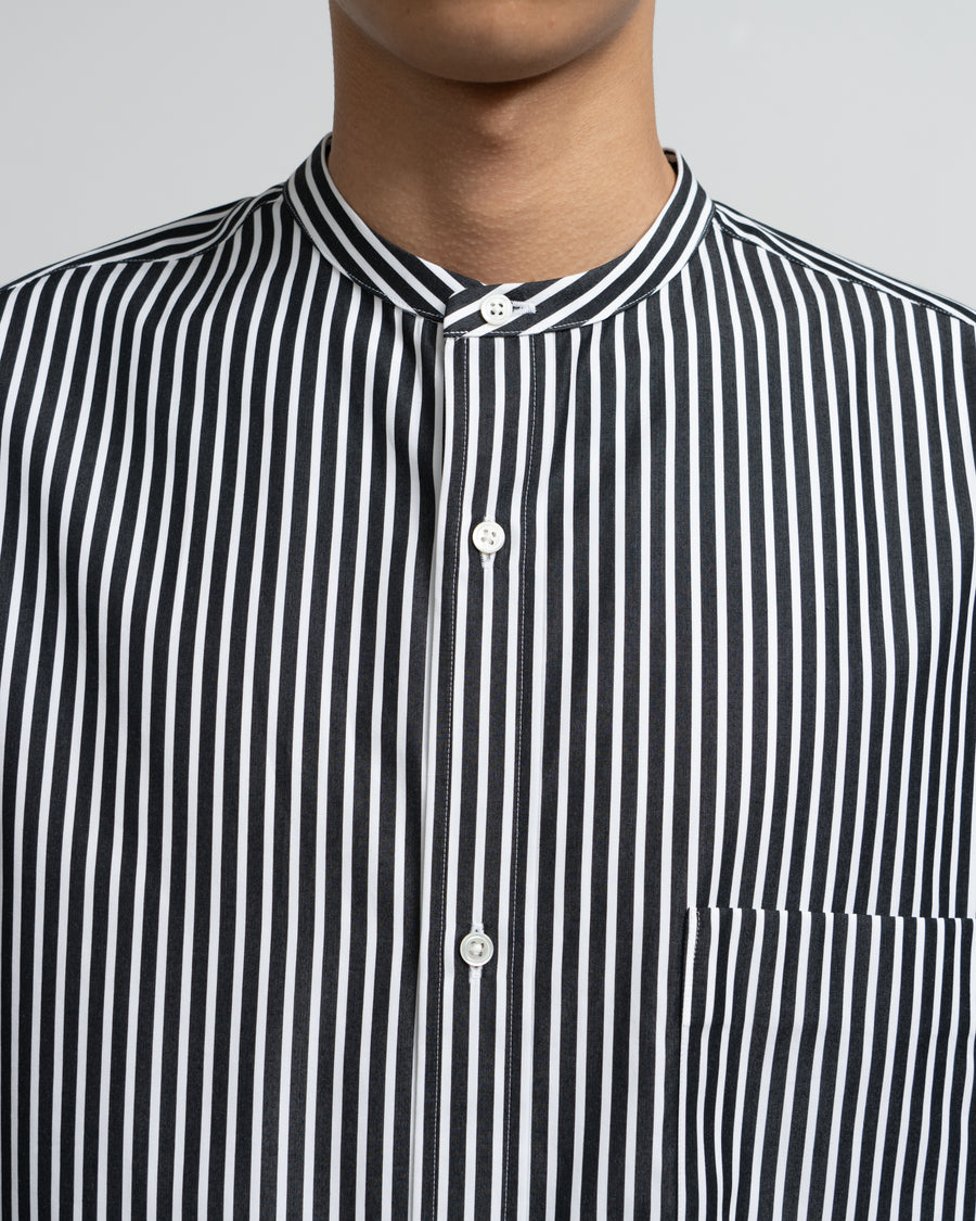 High Count Band Collar Round Cut Oversized Shirt