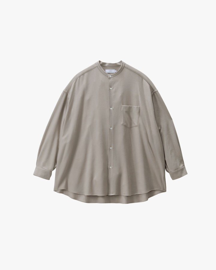 -SALE- Extra Fine Wool Viyella Oversized Band Collar Shirt