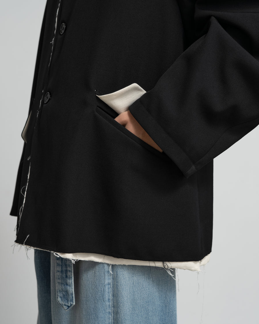 CF.GP Back Satin Gabardine Bal Collar Coat