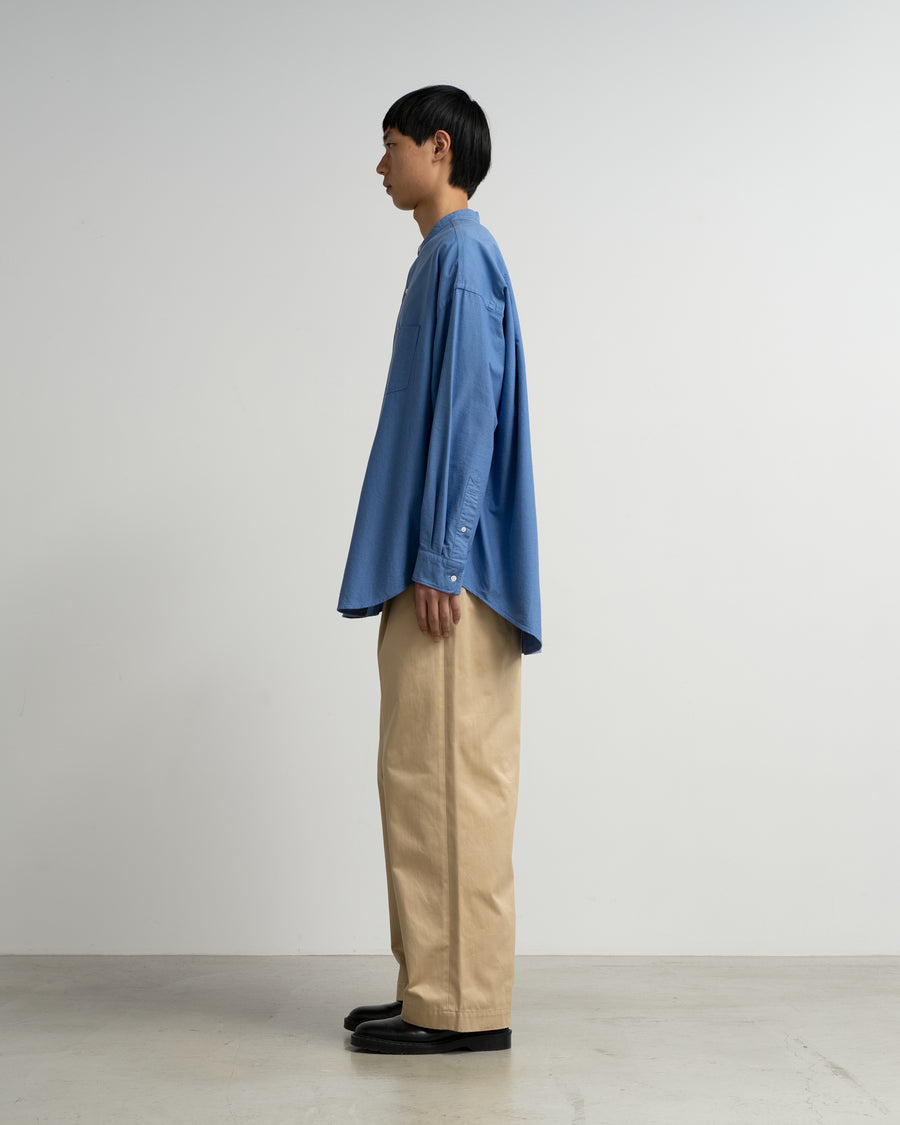 Oxford L/S Oversized Band Collar Shirt