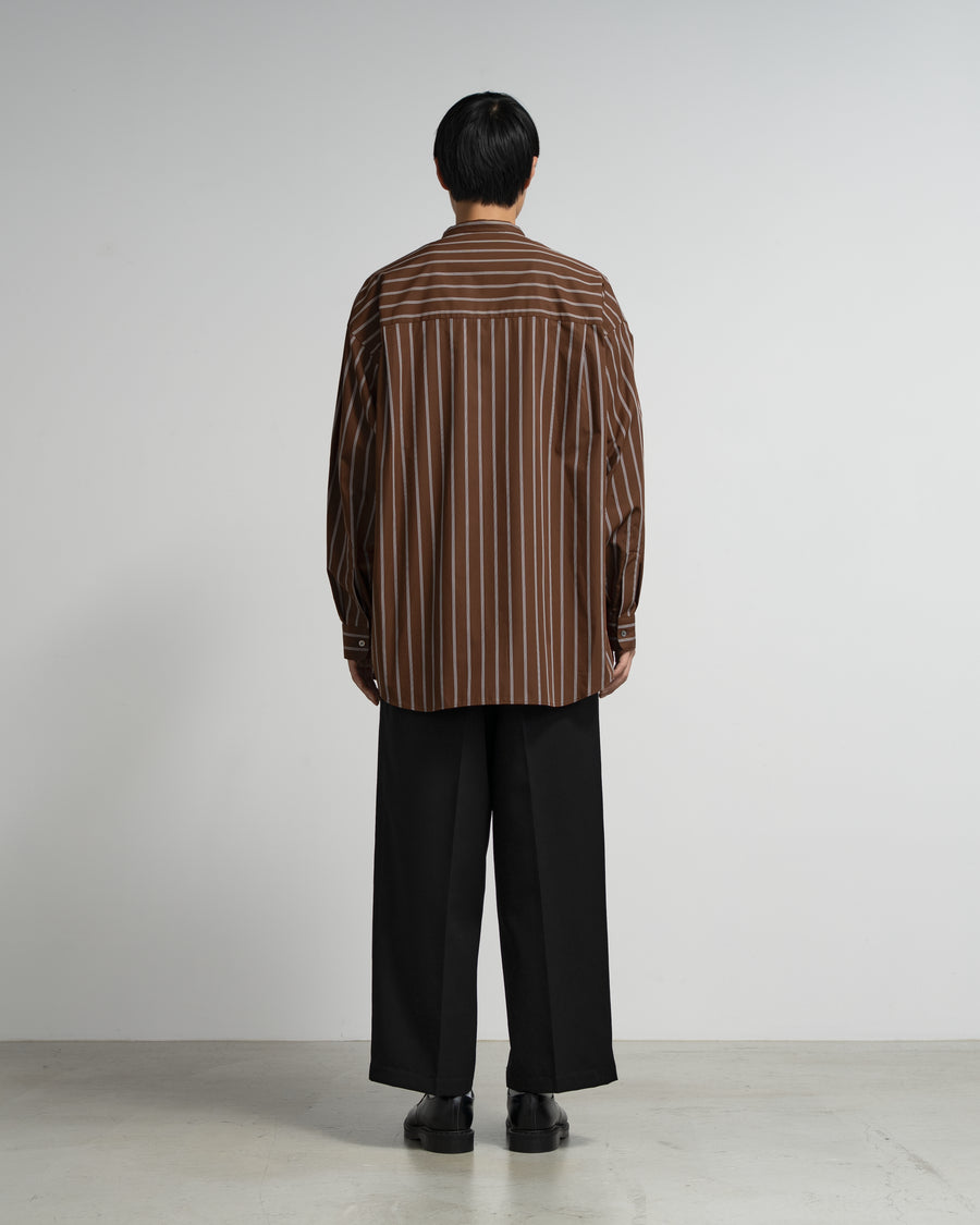 SIDOGRAS Stripe L/S Oversized Band Collar Shirt
