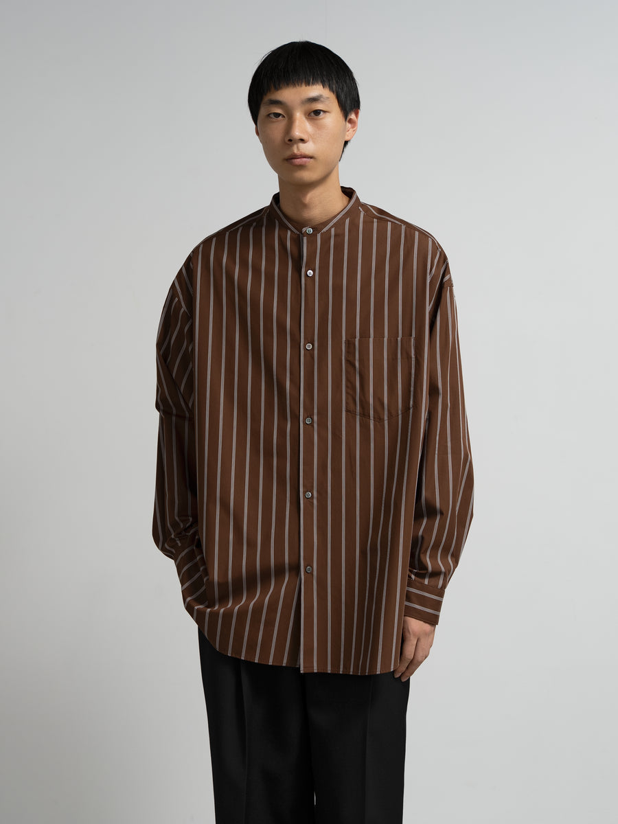SIDOGRAS Stripe L/S Oversized Band Collar Shirt