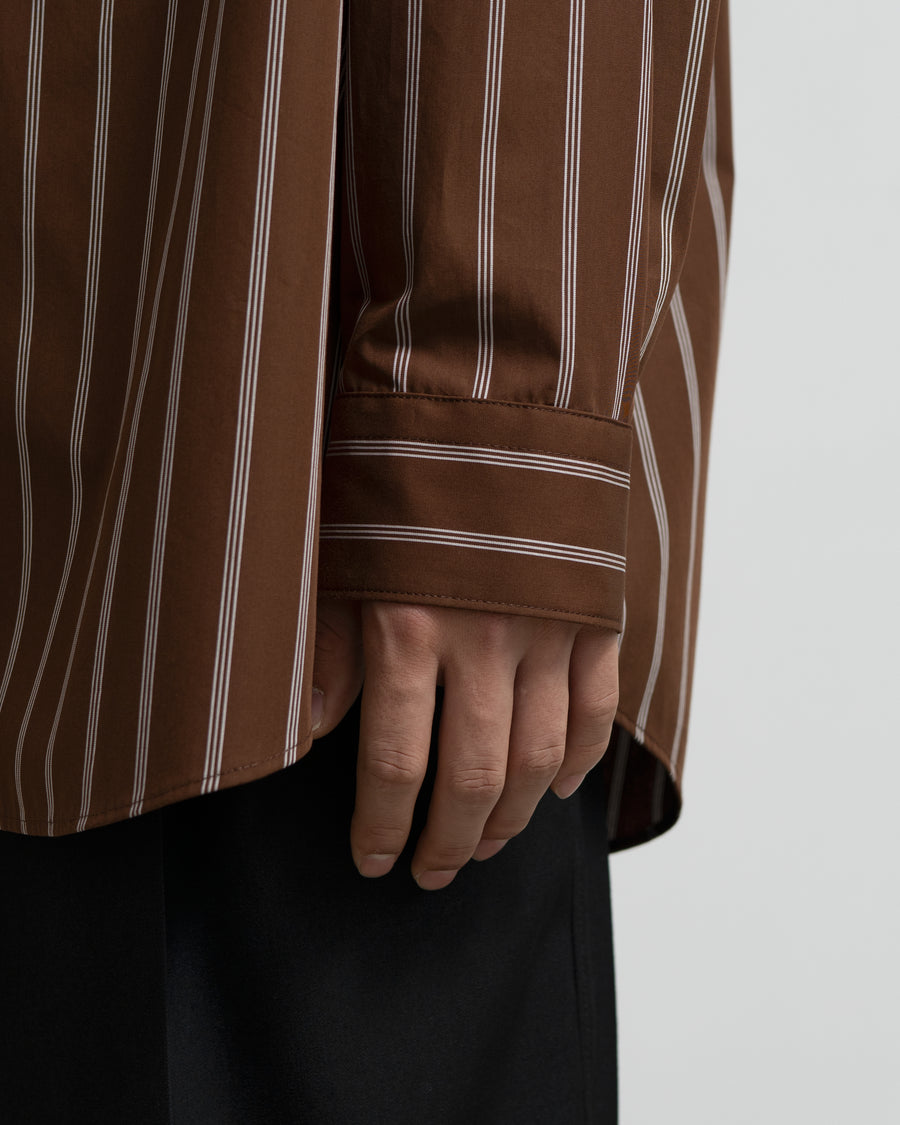 SIDOGRAS Stripe L/S Oversized Band Collar Shirt