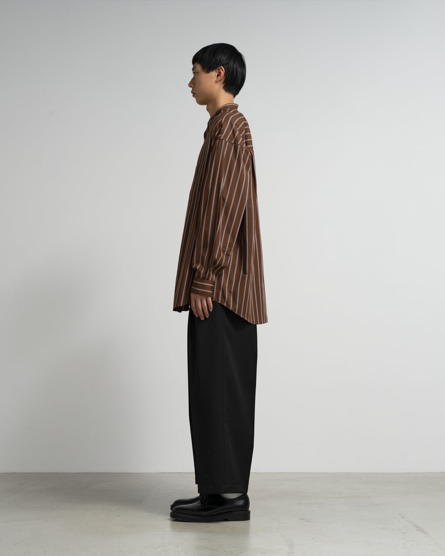 SIDOGRAS Stripe L/S Oversized Band Collar Shirt