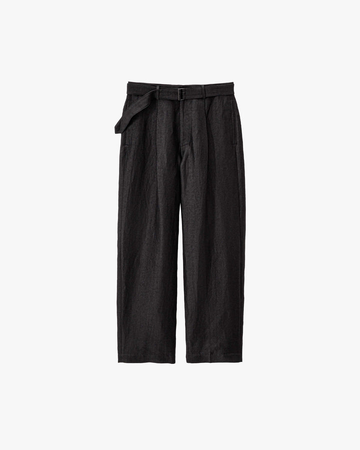 Linen Cupro Back Satin Belted Pants