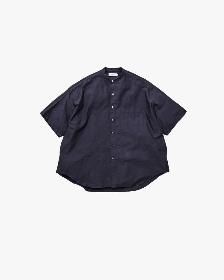 Oxford S/S Oversized Band Collar Shirt