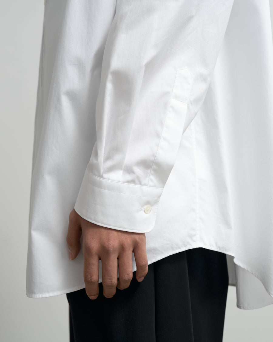 High Count Band Collar Round Cut Oversized Shirt