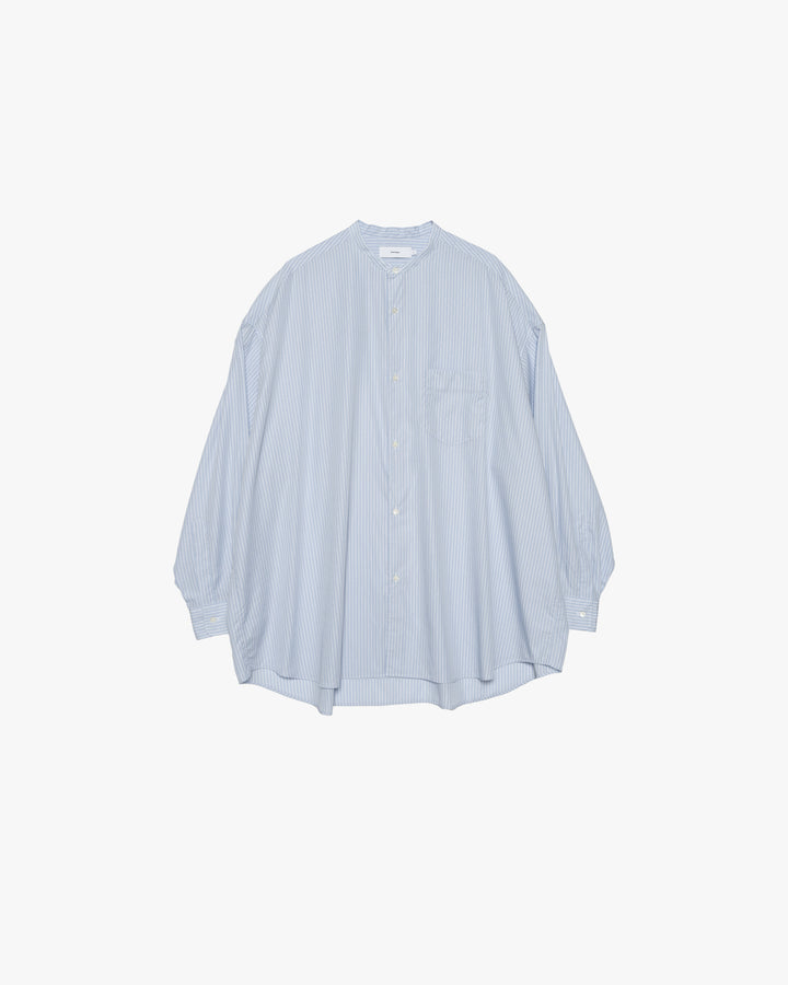 Broad Stripe L/S Oversized Band Collar Shirt