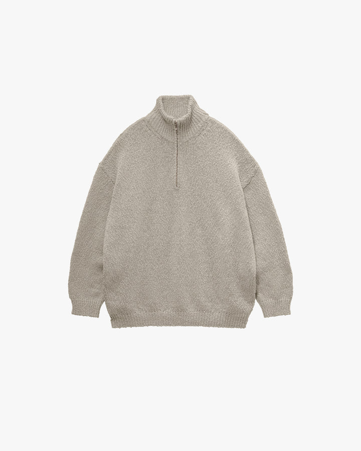 Cotton Wool Slub Oversized Half Zip Knit