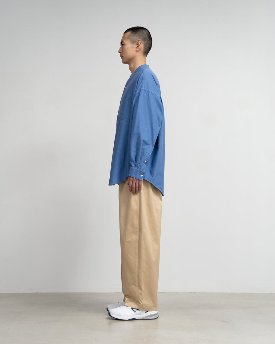 Oxford L/S Oversized Band Collar Shirt