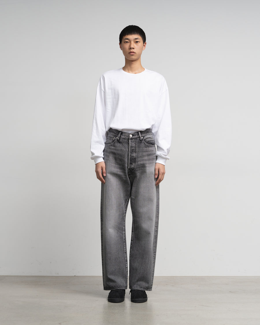 Selvage Denim Five Pocket Wide Straight Pants -LIGHT FADE-
